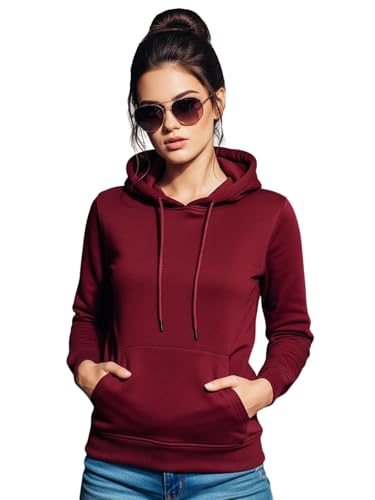 Image of JUNEBERRY Cotton Fleece Regular Fit Solid Sweatshirt Winter Wear Jumper Full Sleeve Hoodie for Women (Sizes- S to 3XL)