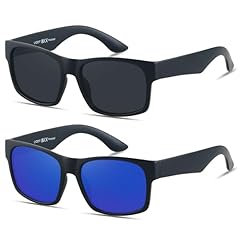 (2pack Polarized) Matte Black + Mirror Blue