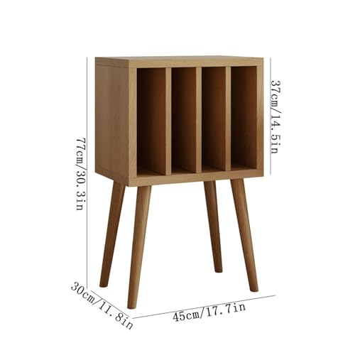 Estantería pequeña de madera junto al sofá para discos vinilo retro 3