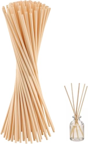 Muexoee 100 Pcs Natural Rattan Reed Diffuser Sticks 7.8 Inch Diffuser Refill Sticks Thick Wood Reeds for Diffusers Essential Oil Aroma Replacement Sticks for Home & Office