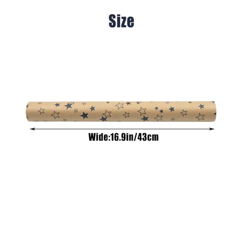 Gift Wrapping Paper Roll for Birthday: Kraft Paper with Blue Star Festive Pattern Recyclable Wrapping Paper 43cm x 15M - Image 2