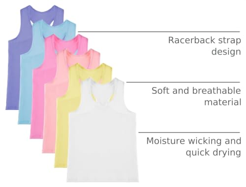 Image of Geyoga 6 Pieces Girls Dance Tank Top Sleeveless Cami Racerback Crop Camisole Outfit for Ballet Athletic