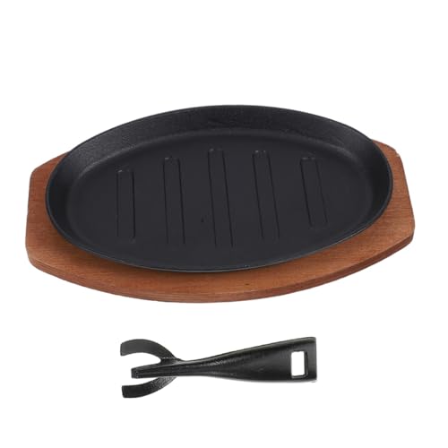 Toyvian Plaque de Cuisson Fonte pour Steak et Teppanyaki Poêle Grill Rayée Antiadhésive pour Viande Grillée Polyvalente pour Barbecue et Cuisine Intérieure