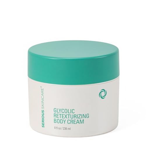 Serious Skincare, Glycolic Firming Retexturizing Body Cream with BODY FIT™, Moisturizing Lotion for Dry Skin, for Loose Crepey Skin Arms, Legs, Belly, Gentle Exfoliation for Smooth & Glowing Skin 8 Oz
