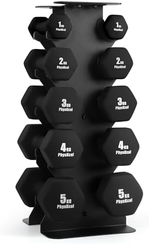 Dumbbells Set with Storage Rack, Hand Weights Set for Home, Gym &...