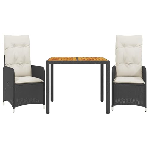 Salon de Jardin Poly Rotin compact contre le manque d'espace avec table et 2 chaises - 3