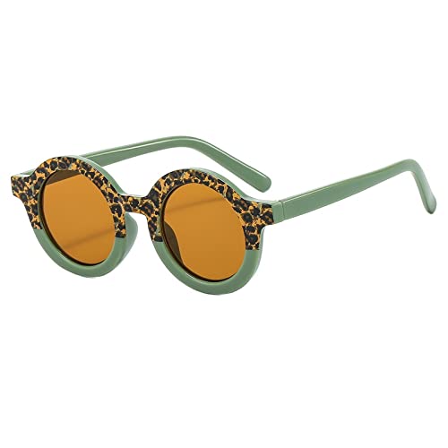 Dollger Lunettes de soleil Enfants pour filles Garçons UV Protect pétale Lunettes rondes Lentilles de bal Marron clair et blanc Cover