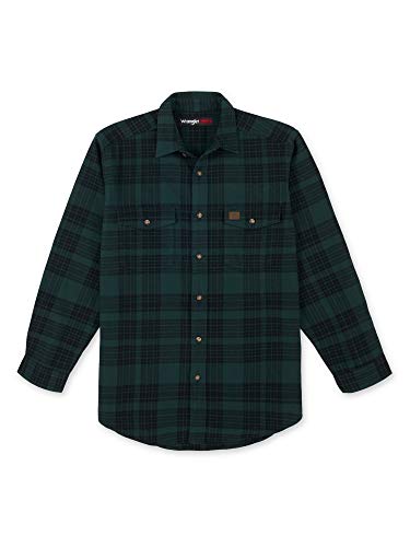Wrangler Riggs Workwear Men's Heavyweight Flannel Work Shirt, Green/Black, Medium
