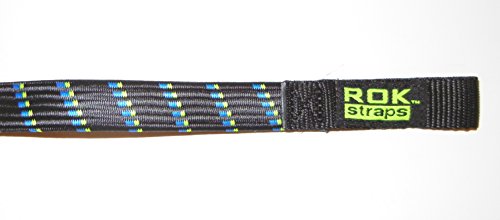Image of ROK Straps 24 inch x 3 /4 inch Motorbike Luggage Stretch Strap 2 Pack Black /Blue