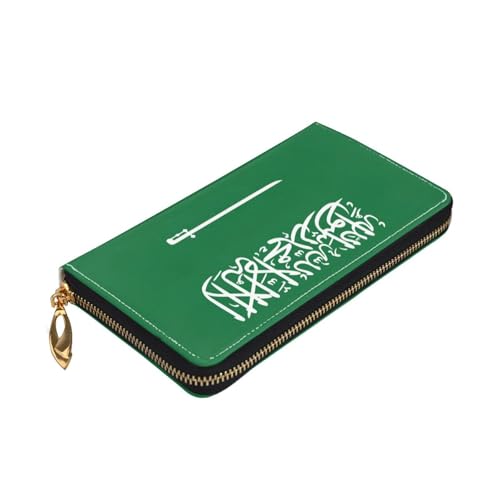 Portefeuille cuir anti-piratage RFID drapeau Arabie saoudite zippé pour sécuriser vos cartes