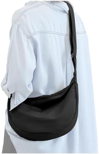 Medium Nylon Crossbody Crescent Bag for Women Men Fashionable Shoulder Bag with Adjustable Strap for Everyday Casual Travel