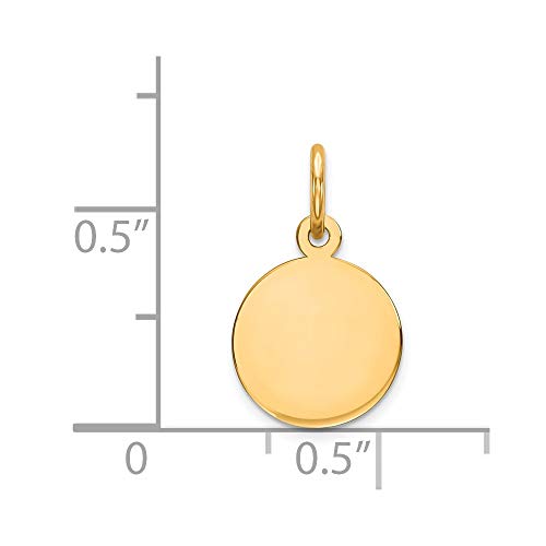 Solid 14k Yellow Gold Plain .011 Gauge Circular Engravable Disc Charm Pendant - 17mm x 10mm2