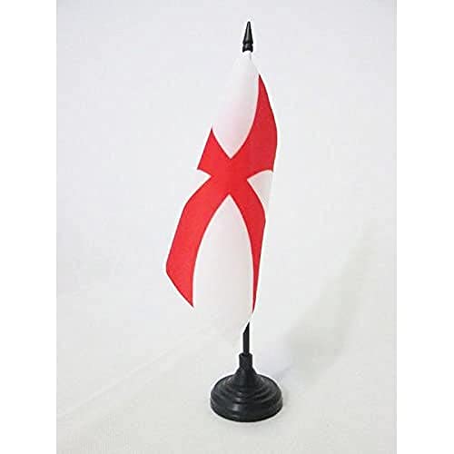 AZ FLAG - Drapeau De Table Templiers Ordre du Temple 15x15 cm - Petit Drapeau Croix Pattee Rouge De Bureau 100% Polyester Avec Hampe De 25cm Et Socle En...