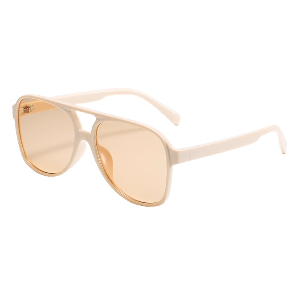 Klassische übergroße Sonnenbrille für Damen, Retro, Vintage, Doppelsteg, große Sonnenschutzbrille, Unisex, gelbe Fahrbrille