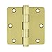 Deltana DSB35R43 Solid Brass 3 1/2-Inch x 3 1/2-Inch x 1/4-Inch Radius Hinge