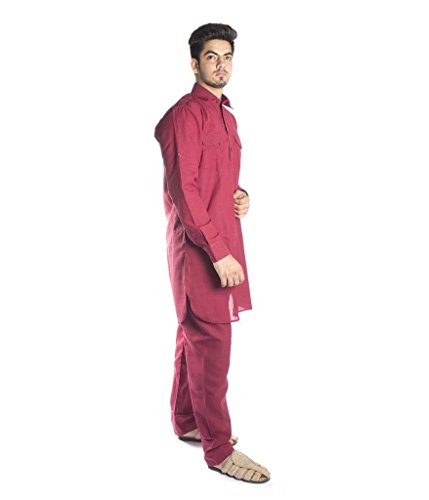 Conjunto Pathani de lino y algodón para hombre con cuello clásico 2