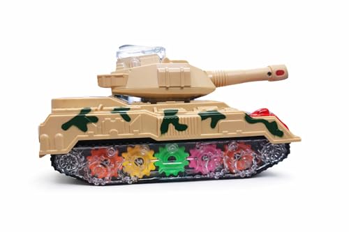 Image of Maxystore Army Tank Toy with LED Lights and Sound, Camouflage, Transparent Gear Wheels, for Boys and Girls