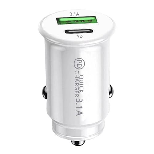 Adaptador de puerto de carga para automóvil, toma de cargador de teléfono - Cargador de coche A+C para teléfonos móviles de carga rápida portátil de doble puerto 3.1A para pequeños