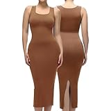 Kermilla Miederkleid mit Schlitz Bauchweg Shapewear Damen Stark Formendes Nahtlose Shapewear Kleid Damen Lang Elegant Body Shaper Kleid mit Shapewear