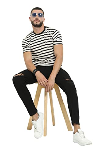 Image of fanideaz Mens Cotton Half Sleeve Striped Round Neck T Shirt