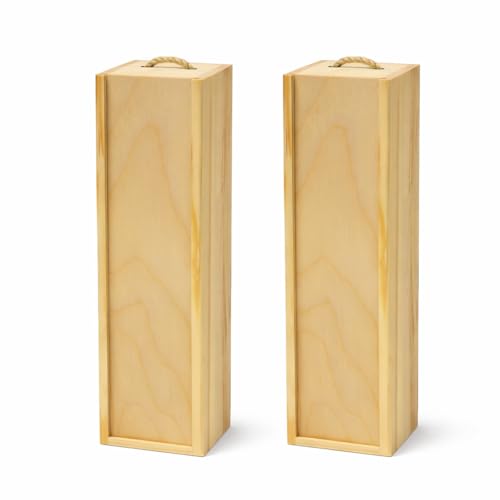 Sonliner Boîte à vin en bois fabriquée à la main avec couvercle coulissant - 36 x 11 x 10,5 cm - Emballage cadeau durable pour bouteilles de vin - Idéal pour les...