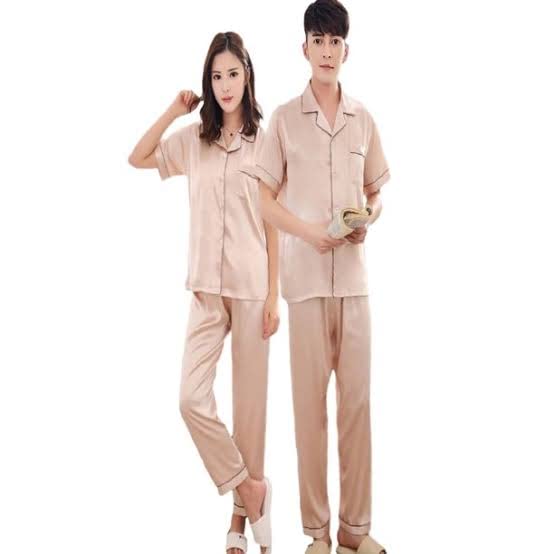 maisha creation Couple Silky Satin Loungewear Collection |2 Sets of Pajama and Shirt| - Beige (Mac0095_Beige_Men-2XL & Women-M)-picture-20
