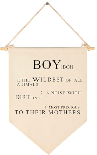 Boy the Wildest of All Animals,A Noise With Dirt On It -Canvas Hanging Flag Banner Wall Sign Decor Gift for Baby Kids Nursery Teen Room Front Door - Boy's Pronunciation and Definition Meaning