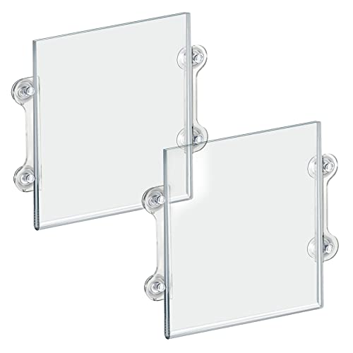 Azar Displays 106612 Pack 11" W by 14" H Acrylic Sign Holder with Suction Cups,(Pack of 2), clear