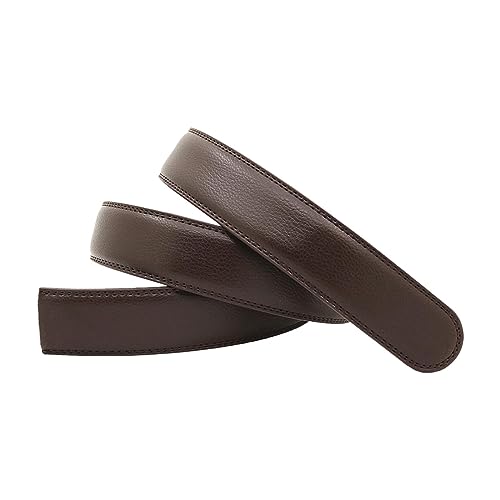 jojomis PU Leather Ratchet Belt Without Buckle Automatic Belt Men's Replacement Strap Waist Belt Fit Jeans Brown 1.38inchx47.24inch