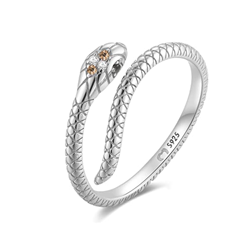Anillo de Plata de Ley Con Forma de Serpiente Para Mujer - Acabado Plateado o Dorado - Joyería Ideal Para Parejas, Regalo Para Madres, Amigas
