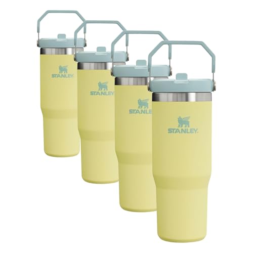 Image of STANLEY IceFlow Flip Straw Tumbler with Handle 30 oz | Twist On Lid and Flip Up Straw | Leak Resistant Water Bottle | Insulated Stainless Steel |BPA-Free | Pomelo (Pack of 4)