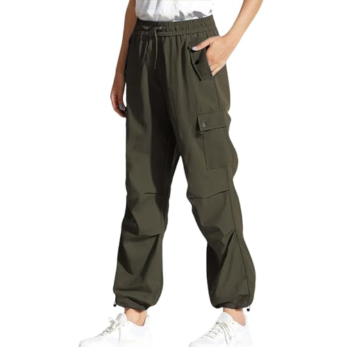 Women's High-Waisted Drawstring Elastic Waist Ruched Baggy Cargo Pants Hip Hop Streetwear