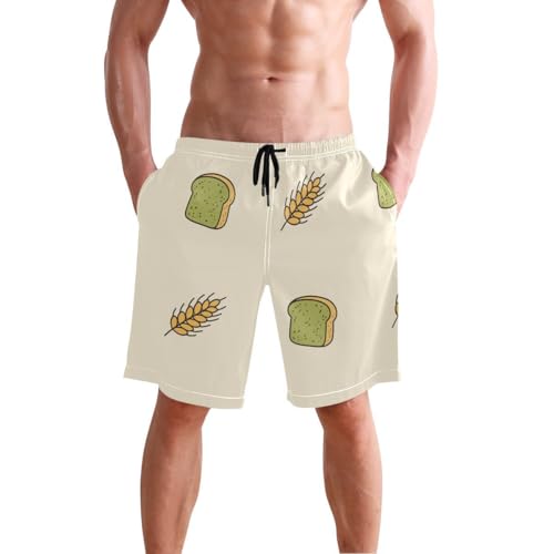 Bread Wheat Yellow Mens Swim Trunks Quick Dry Beach Shorts with Pocket S 2302496
