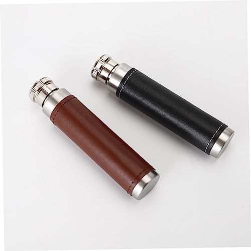 KALLORY 3 Pcs Stainless Steel Wine Tube Leather Cover Mini Portable Pot Round Base Perfect Present for Outdoor Lovers