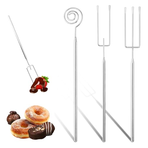 svpfuo 3 Pièces Fourchette à Praliné au Chocolat, Fourchettes à Praliné en Acier Inoxydable, Fourchette à Chocolat, Convient pour la Fondue au Chocolat, la Fontaine de Chocolat, les Bonbons aux Noix