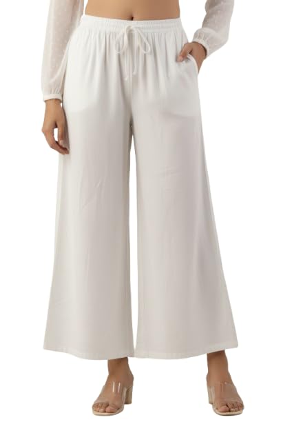 Image of Moirai Super Soft Viscose Rayon Palazzo Pants for Women Relaxed & Regular Fit Solid Palazzo for Women & Girls Casual Ethnic Wear