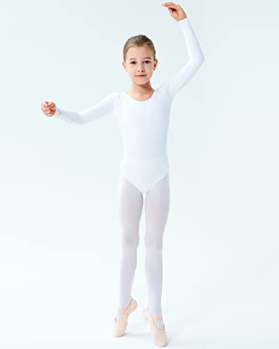 Finihen Girls Leotard Basic Long Sleeve Ballet Dance Leotard (2T-14 Years) Multiple Colors2