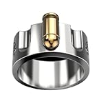 HUKQBUNX 925 Sterling Silver Two-Color Creative Gold Bullet Ring Creative Roulette Revolver Two-Color Electroplating Ring Size 7-12 (Size 11)