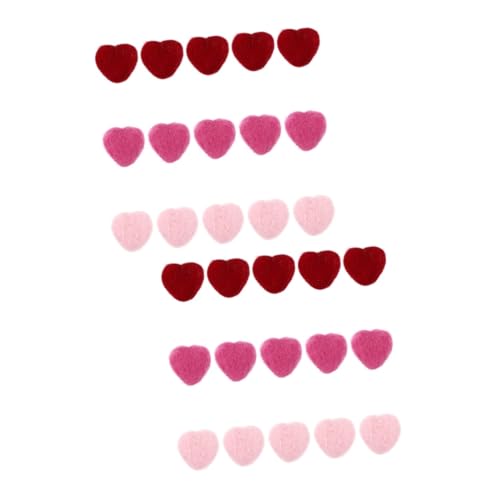 KALLORY 2sets Handmade Heart Shape Decor Wool Felt Heart Decorations DIY Craft Supplies 15pcs*2