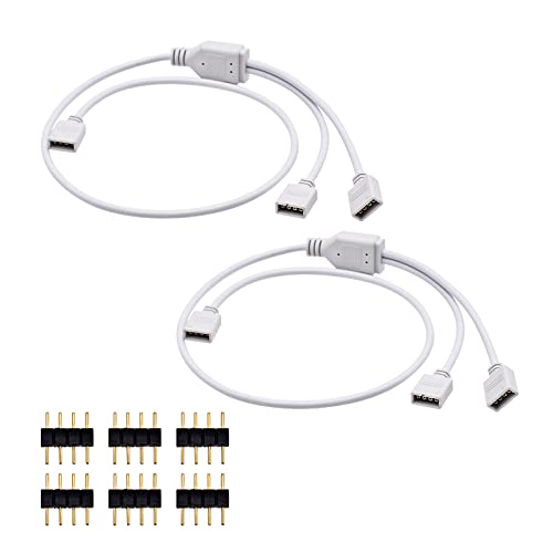 KCNOFNC 2 Stück LED Strip Verlängerung Kable 4 Polig, Y Verteiler/ Splitter Verlängerungskabel für 5050 3528 2835, Length 56cm Cover