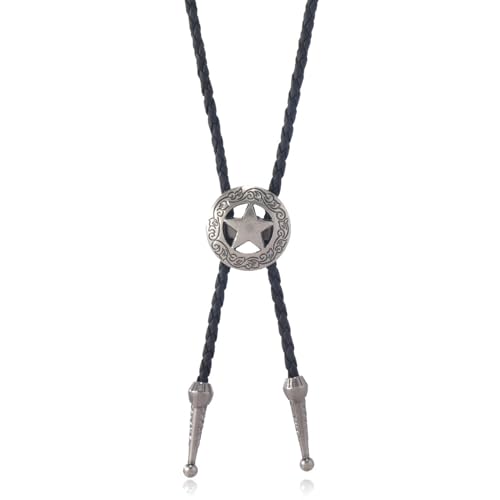 Cowboy Bolo Tie,Cowboy Costume da cowboy,collana da uomo in pelle bolo cravatta cowboy,cravatte ciondolo catena,per camicia western da uomo, camicia da cowboy da uomo, Pelle