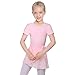 Girls Dress 2 Piece Set Pink Wrap Style Ballet Basic Leotard Short Sleeve 9-10
