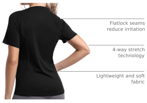 Image of Womens Long Sleeve Compression Shirts Sun Protection Workout Underscrubs | UPF 50+ breathable UV SPF rash guard, Moisture wicking dry fit cooling undershirt, Snug stretch tops for gym & daily wear