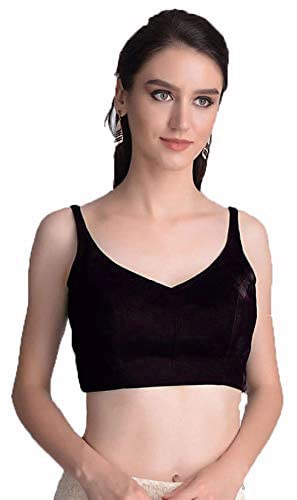 Buy Saini Collections Women's Velvet Solid Sleeveless Blouse  (SC-10_Black_32) at Amazon.in