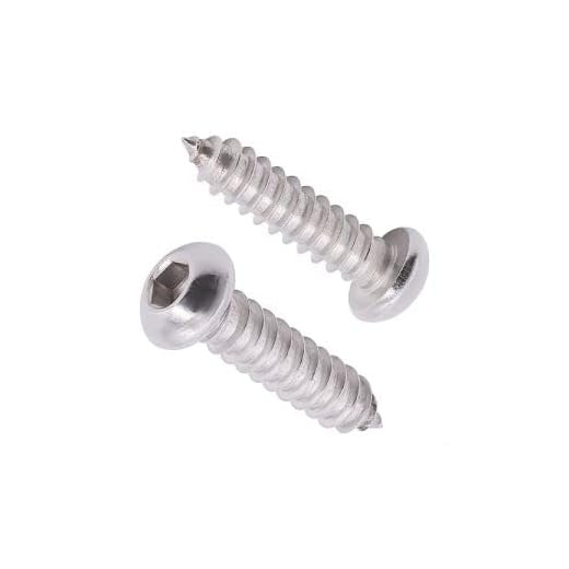 M5 x 40mm (40 pcs) Button Head Socket Cap Sheet Metal Screws, 304 Stainless Steel 18/8, Allen Hex Drive 3mm, Wood Screws with Self Tapping Point