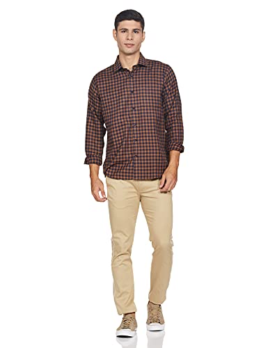 Image of Amazon Brand - Symbol Men's Regular Fit Shirt (SY-AW21-FS-413 Navy&Beige 38)