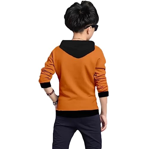 Image of ATLANS Cloths Kids Boys & Girls Hooded Neck Full Sleeves Typography Printed T Shirt, Olive Green, Pack of 1