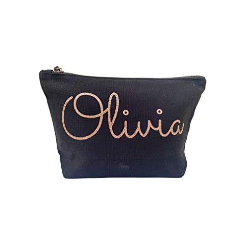Personalised Name Makeup Bag in Black or Natural Cover