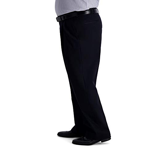 Haggar Men's Iron Free Premium Khaki Classic Fit Pleat Front Pant-Regular and Big & Tall Sizes, Black - Bt, 46W x 30L - Image 3