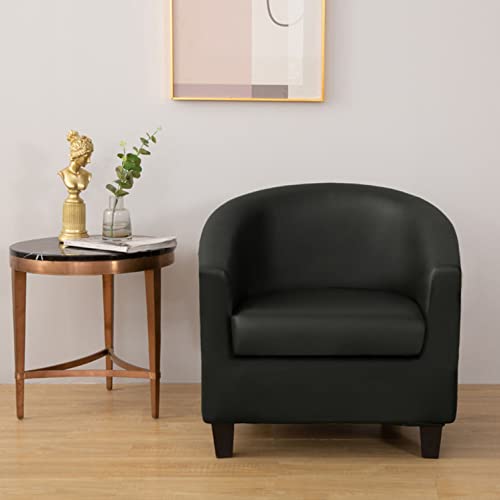 2 Pièces Housse de Fauteuil, PU en Cuir Housse de Fauteuil Club, Antidérapante Couverture de Canapé, Luxe Universelle Protecteur de Fauteuil pour Salon Hôtel -Le Noir